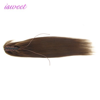 Dark brown virgin human hair ponytail extension