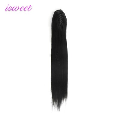 Jet black remy human claw clip on ponytail extension