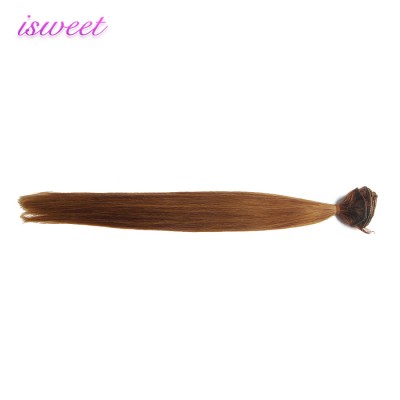 Remy medium brown colored hair extension with clip