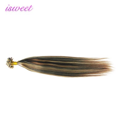 Piano color u tip hair extensions human Italian keratin hair