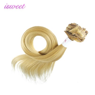 Blonde human hair extensions clip ons extention human hair