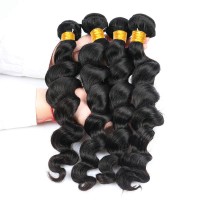 Loose Wave Bundles Raw Virgin Brazilian Hair Weave Bundles 100% Human Hair Bundle Extension One Piece Natural Black Color