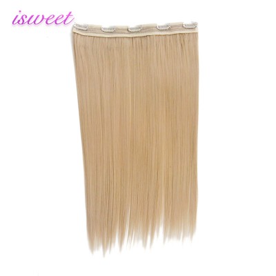 Blonde thick end clip on hair extension one piece in