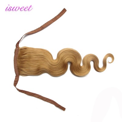 Dirty blonde soft chinese ponytail body wave wavy long lasting