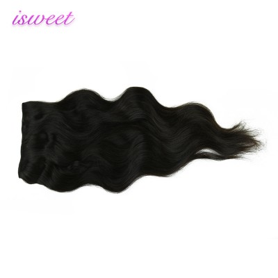 Black remy body wave one piece clip on hair extension