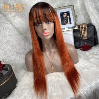 Bliss 150% T1B/350 Ombre Colored Brazilian Straight Human Hair Wig With Bangs,Hot sale Cheap Long Hair With Straight Bangs Wig