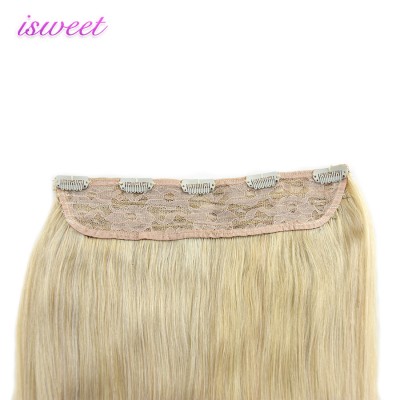 Platinum blonde remy clip on hair extension one piece