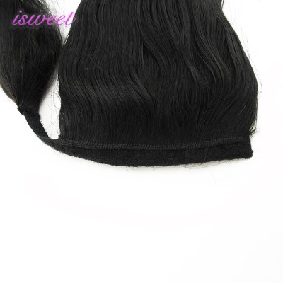 Black ponytail remy body wave human hair extension