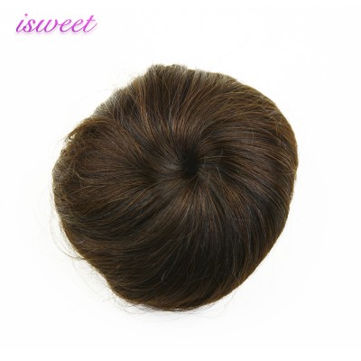 Dark brown remy human donut hair bun