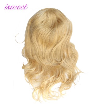 Machine made curly half wig cap blonde