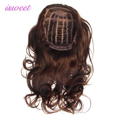 Dark brown natural remy human hair half wigs