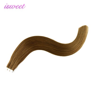 Medium brown remy tape in hair extensions human hair