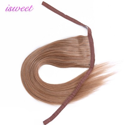 Natural hair extension for human hair straight wrap drawstring ponytail