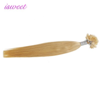 Double drawn blonde virgin hair flat tip extensions wholesale