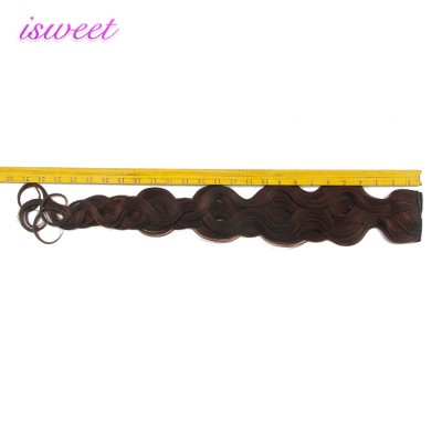 Dark brown Italian wave human hair clip in extensions