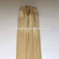 #60 blond color remy hair ,virgin hair8-30 Inch Top Quality Double Drawn Thick Clip In hair extension- hair weft