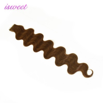 Cuticle aligned hair russian double drawn wavy tape in hair extensions