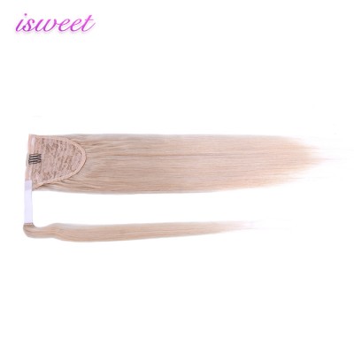 Wrap around thick end blonde long clip in ponytails hair pieces