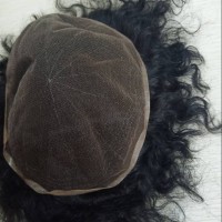 Top Quality Handmade Wavy Black Color 1B  Full Lace Toupee