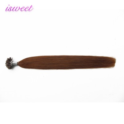 Dark brown Italian keratin flat tip hair extension human