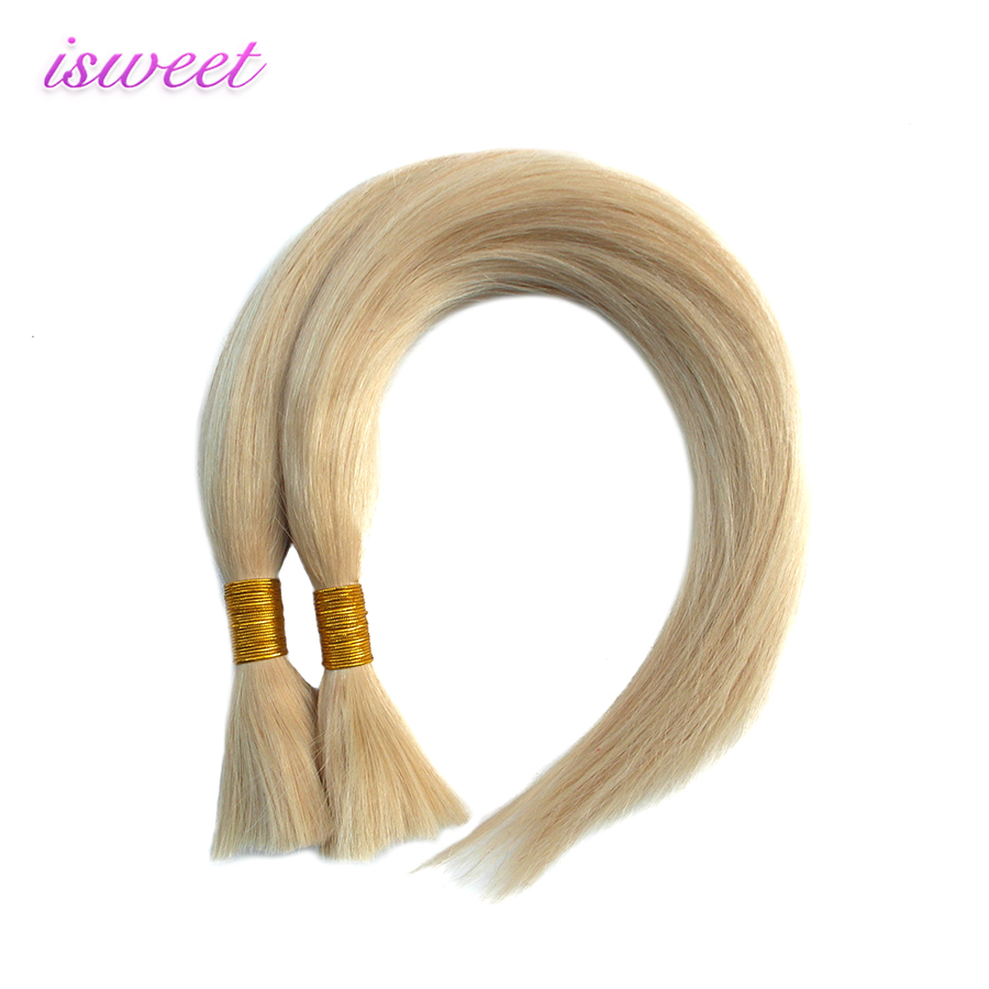 Blonde bulk human hair extensions bundles for white women