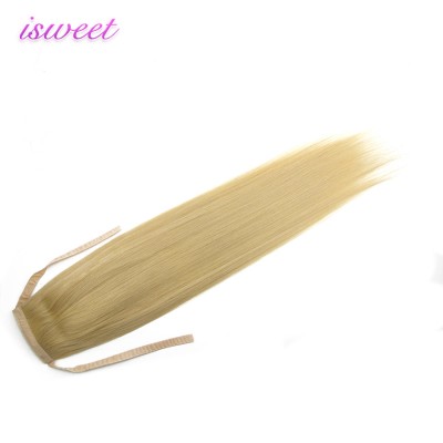 Traditional drawstring real human hair straight ponytail hair extention