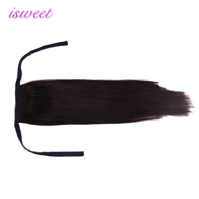 Dark brown real human hair extensions ponytail