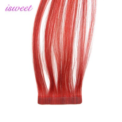 Doble side tape remy colorful red human hair extension