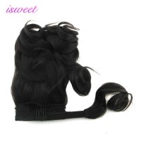 Jet black curly real human hair straight ponytail extention for black women