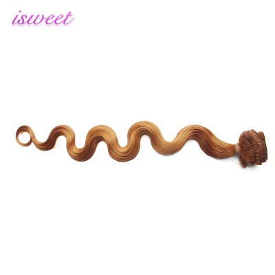 Light brown remy clip in human hair extension body wave for women