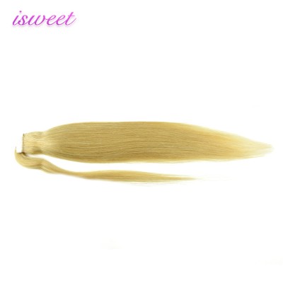 Virgin natural remy blonde ponytail hair extensions