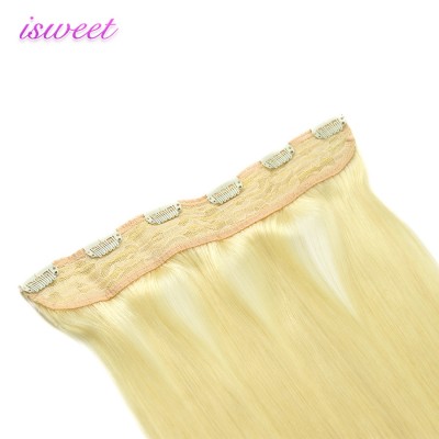 Light blonde remy one piece clip in hair extension