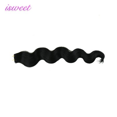 Jet black remy body wave tape in hair extensions human